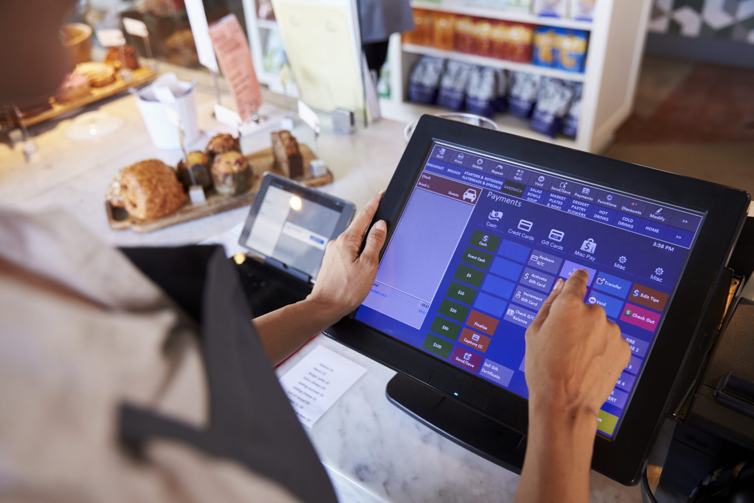 Interface d'une caisse tactile avec analyse des ventes et gestion des stocks en temps réel